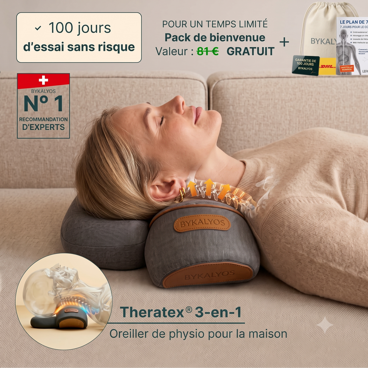 Theratex® ByKalyos - Appareil de Massage Cervical 3-en-1